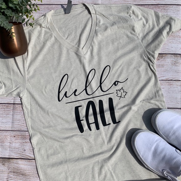 peony place designs Tops - Hello Fall v-neck Tee